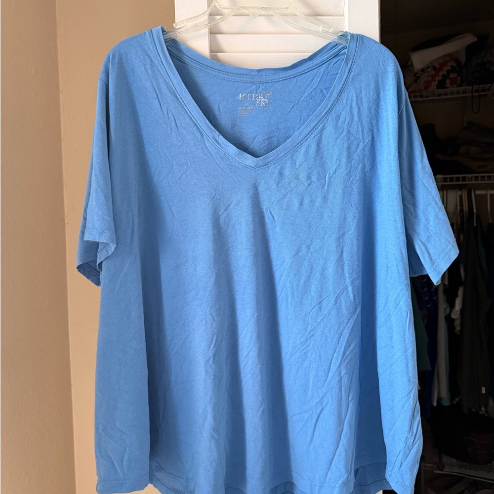 Sky Light Blue V-Neck Tee